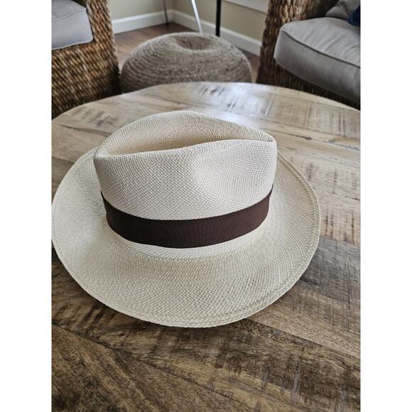 ECUA-ANDINO Genuine Handmade 100% Carludovica Palmata Panama Hat M Fedora Beach - Picture 6 of 7